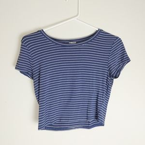 GARAGE Blue striped crop top Medium grunge Y2K